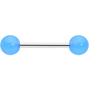Light Blue Acrylic UV Glow Ends Barbell Tongue Ring