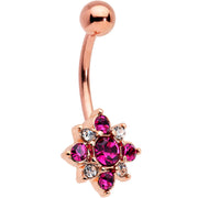 Pink Clear Gem Rose Gold Tone Rococo Star Belly Ring