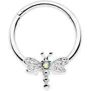 16G 3/8 Aurora Gem Dragonfly Flying Hinged Segment Ring