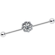 14G Clear Gem Baroque Fabulous Flower Industrial Barbell 38mm
