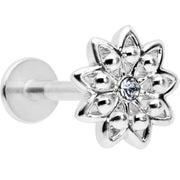 16G 5/16 Clear Gem Starry Flower Labret Monroe Tragus