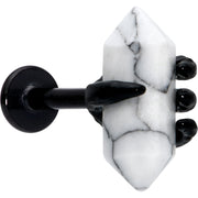 16G 5/16 White Howlite Black Claw Obelisk Labret Monroe Tragus