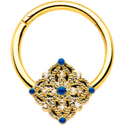 16G 3/8 Gold Tone Lacy Rhombus Hinged Segment Ring