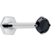 16G 5/16 Black CZ Gem ASTM F-136 Implant Grade Titanium Hex End Labret Tragus