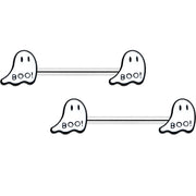 14G 9/16 Halloween Ghost Glow in the Dark Barbell Nipple Ring Set