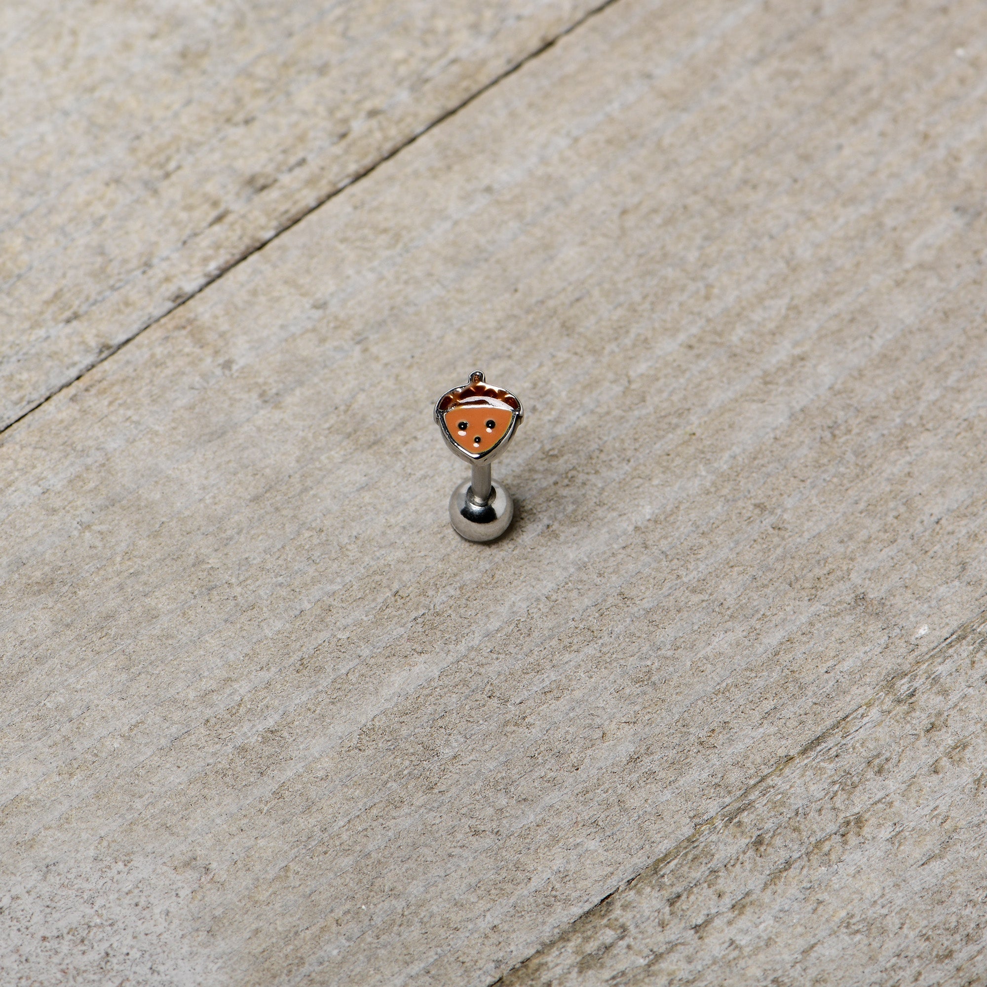 16G 5/16 Acorn Face Brown Autumn Cartilage Tragus Earring