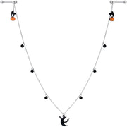 14G 9/16 Pumpkin Black Cat Moon Bats Dangle Halloween Nipple Chain