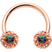 16G 3/8 Purple Tourmaline Rose Gold Tone Flower Circular Barbell