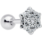 16G 1/4 Clear Gem Filigree Epic Snowflake Cartilage Tragus Earring