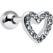 16G 1/4 Clear Gem Open Heart Valentine Cartilage Tragus Earring