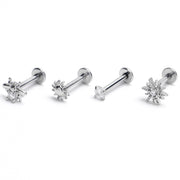 16G 5/16 Clear Gem Insect Sun Labret Monroe Tragus Set of 4
