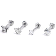 16G 5/16 Clear Gem Butterflies Sun Labret Monroe Tragus Curation Set of 4