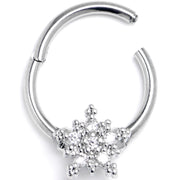 16G 3/8 Clear Gem Classic Snowflake Christmas Hinged Segment Ring