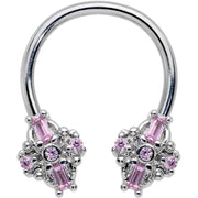 16G 3/8 Pink Gem Opulent Cross Horseshoe Circular Barbell