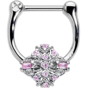 16G 5/16 Pink Gem Opulent Cross Cartilage Clicker