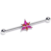 14G Pink Orange Gem Abstract Fire Industrial Barbell 38mm