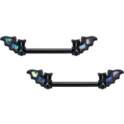 14G 9/16 Black Subtle Bat Barbell Nipple Ring Set