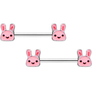 14G 9/16 Kawaii Cutie Easter Bunny Barbell Nipple Ring Set