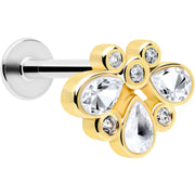 16G 1/4 Clear Gem Golden Crown Deluxe Labret