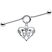 14G Yellow CZ Gem Heart Flower Butterfly Project Bar 38mm
