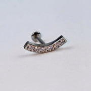 16G 1/4 CZ Stainless Steel Curved Threadless Push In Cartilage Labret