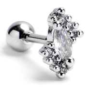 16G 1/4 Clear Gem Firey Drop Cartilage Tragus Earring
