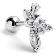 16G 1/4 Clear Gem Bold Dragonfly Cartilage Tragus Earring
