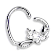 16G 3/8 Clear Gem Bold Dragonfly Heart Left Side Cartilage Earring