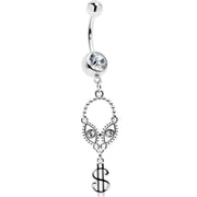 Clear Gem Seeing Dollars Dangle Belly Ring