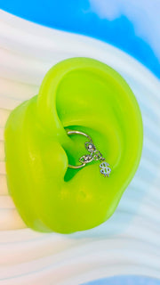 16G 5/16 Clear Gem Dollar Sign Dangle Hinged Segment Ring