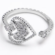 Midi Ring Clear Gem Texture Heart Toe Ring