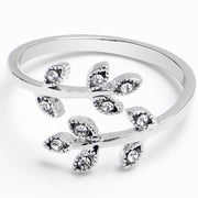 Middle Finger Elegance of Nature Clear Gem Leaf Ring Toe Ring