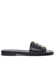 Moncler 'Bell' Black Leather Slippers Women