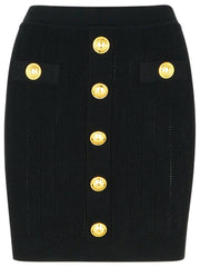 Balmain Black Viscose Blend Miniskirt Women