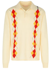Marni Ivory Virgin Wool Polo Shirt Men