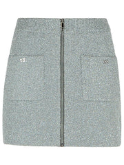 Ganni 'Sparkle' Silver Wool Blend Miniskirt Women