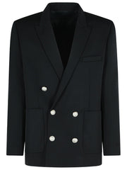 Balmain Black Virgin Wool Blazer Men