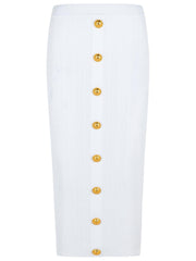 Balmain Long Skirt In White Viscose Blend Women