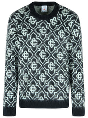 Casablanca Black Mohair Blend Monogrammed Sweater Men