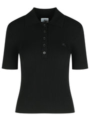 Courreges Black Viscose Blend Polo Shirt Women
