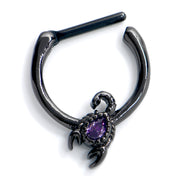 16G 5/16 Purple Gem Black Goth Scorpion Cartilage Clicker