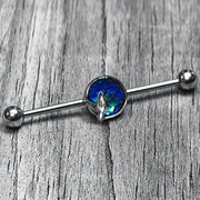 14G Mermaid Dark Blue Scale Tail Industrial Barbell 38mm