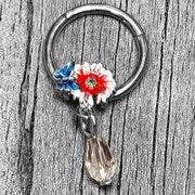 16G 3/8 Clear Gem Passion Flower Butterfly Hinged Segment Ring