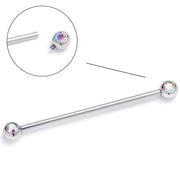14G Aurora Gem Internally Threaded Industrial Barbell 38mm