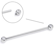 14G Clear Gem Internally Threaded Industrial Barbell 38mm