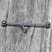 14G Clear Blue CZ Gem Jellyfish Blue Industrial Barbell 38mm