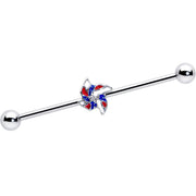 14G Patriotic Pinwheel Industrial Barbell 38mm
