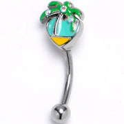 16G 5/16 Aurora Gem Beach Heart Palm Tree Curved Eyebrow Ring