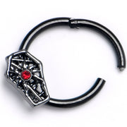 16G 3/8 Red Gem Black Spider Coffin Hinged Segment Ring