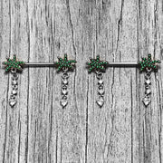 14G 9/16 Clear Gem Palm Tree Love Dangle Nipple Ring Set